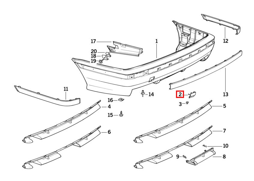 BMW E36 M Sport Rear Bumper Tow Hook Eye Cover Primed (51122235497) — view 4