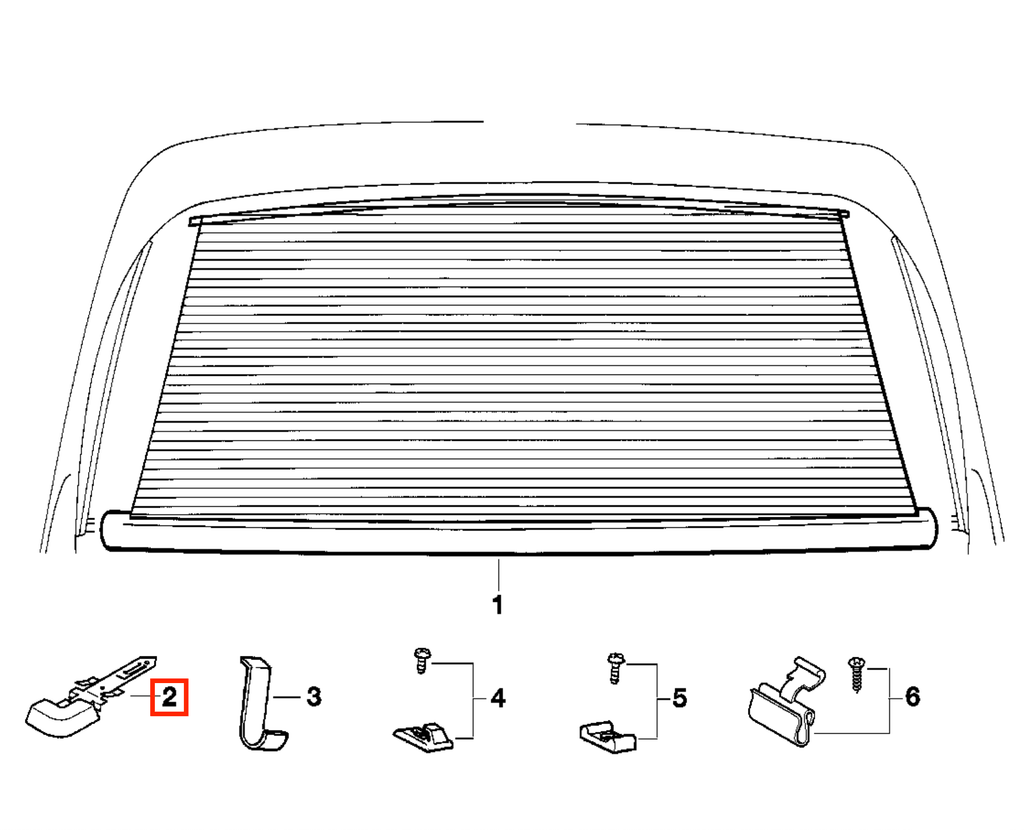 BMW E36 Sedan / Coupe Rear Window Sun Shade Hooks Set All Colours (51161977027 / 51161977028) — view 4