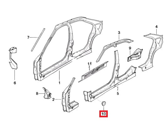 BMW E36 Sedan Jack Point Lock Cover Blind Plug Side Skirt Set Of 4 Black 51718227694 — view 4