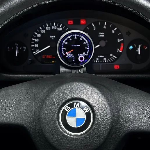 BMW E36 Single Gauge Pod Steering Column Mounted 52mm Black — view 5