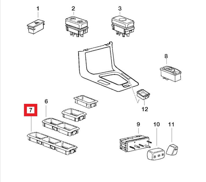 BMW E36 Triple Switch Bezel Frame Black (1387999 / 61311387999) — view 5