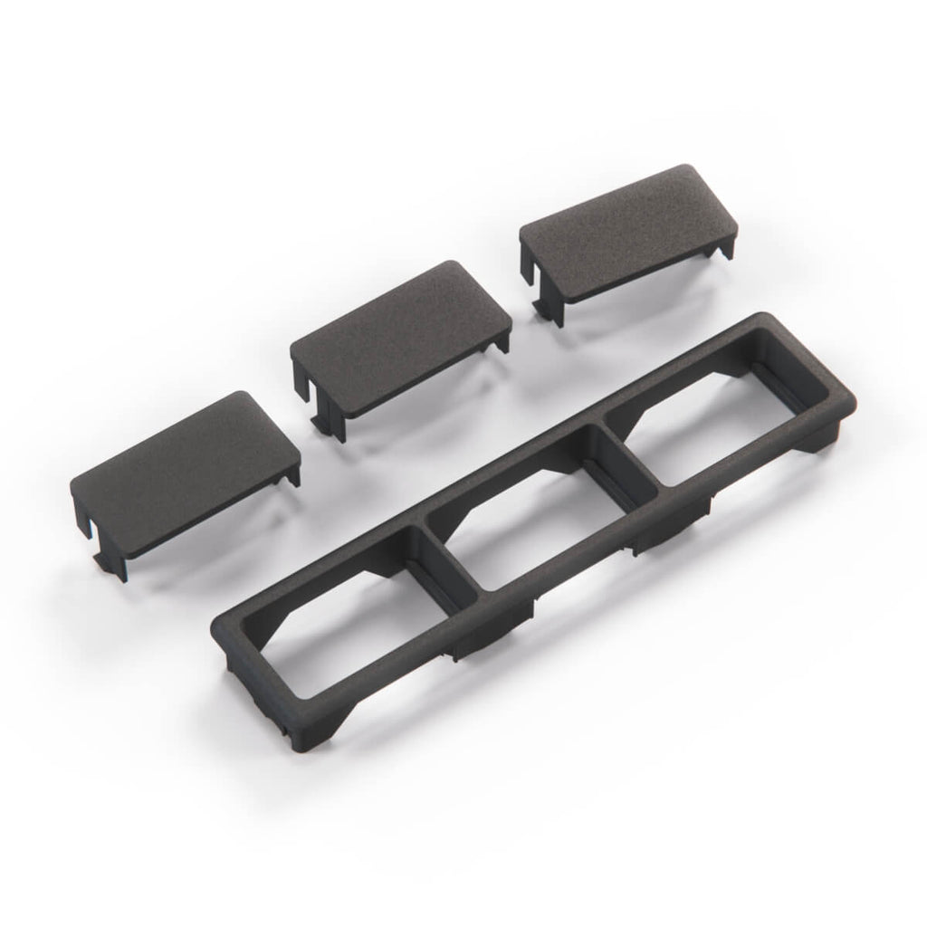BMW E36 Triple Switch Bezel Frame with Blank Covers Complete Set Black (1387999 / 61311387999)