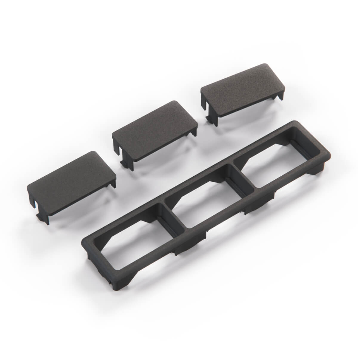 BMW E36 Triple Switch Bezel Frame with Blank Covers Complete Set Black (1387999 / 61311387999)