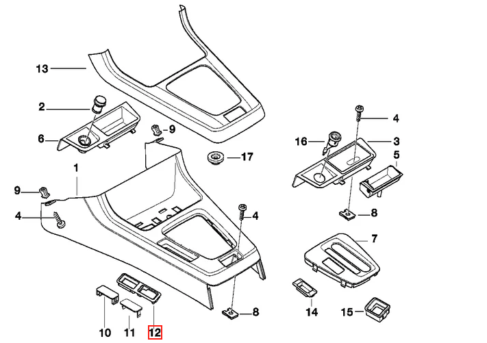 BMW E36 Window Power Buttons Frame Black (51162492465) — view 4