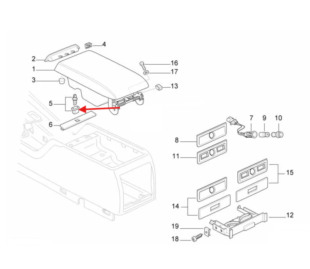 BMW E38 Centre Console Box Latch Lock Black (51168163009) — view 6