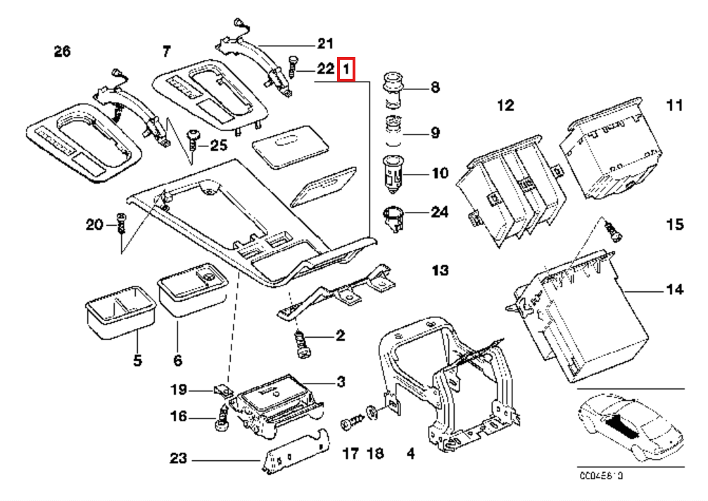BMW E38 Centre Console Wooden Frame Trim (51168158987) — view 3