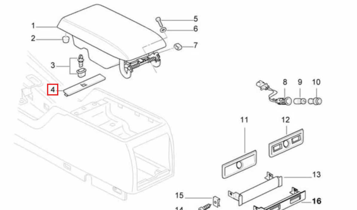 BMW E38 Closure Central Console Under Armrest Black (51168156522) — view 5
