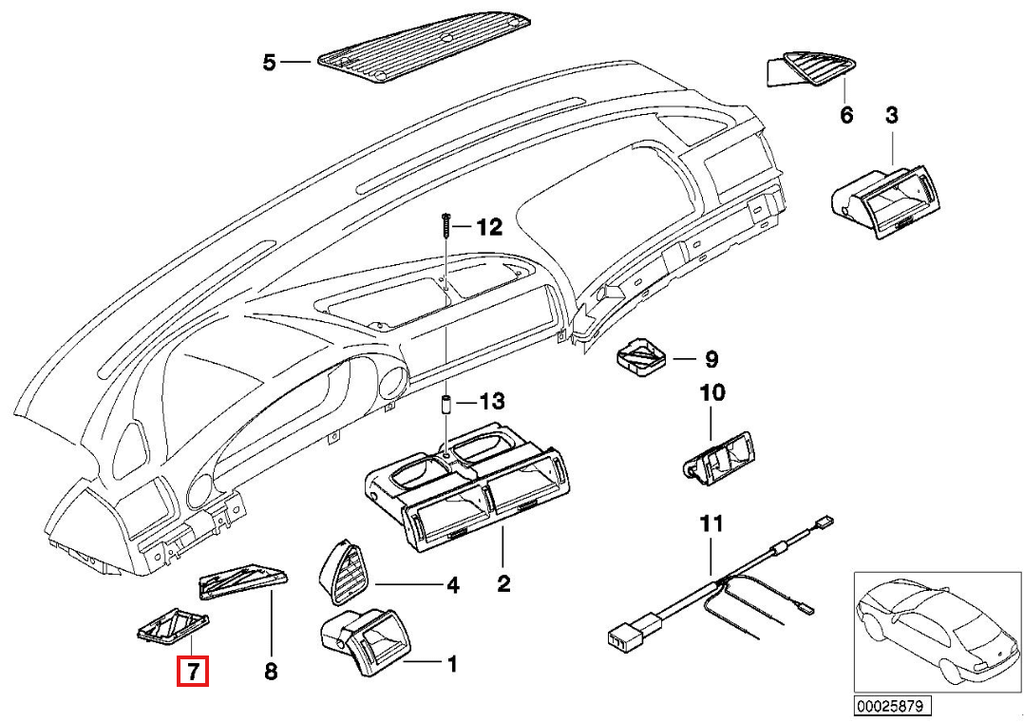 BMW E38 Exterior Left Floor Heater Duct Cover Black (64228161579) — view 5