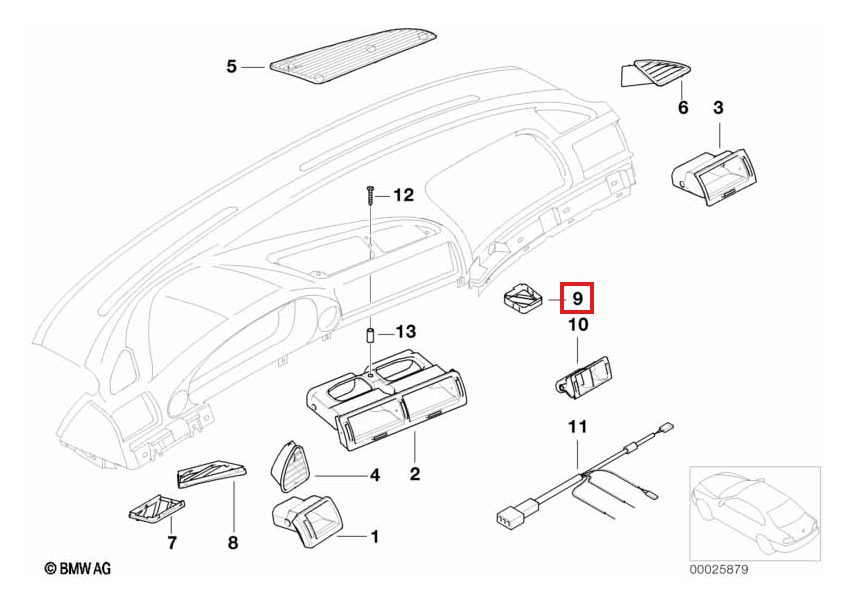 BMW E38 Right Passenger Floor Heater Duct Cover (64228161582) — view 5
