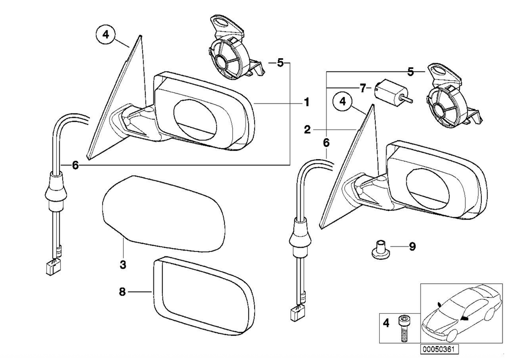 BMW E39 E46 Folding Mirror Repair Kit (51168269025 / 51168269026) — view 7
