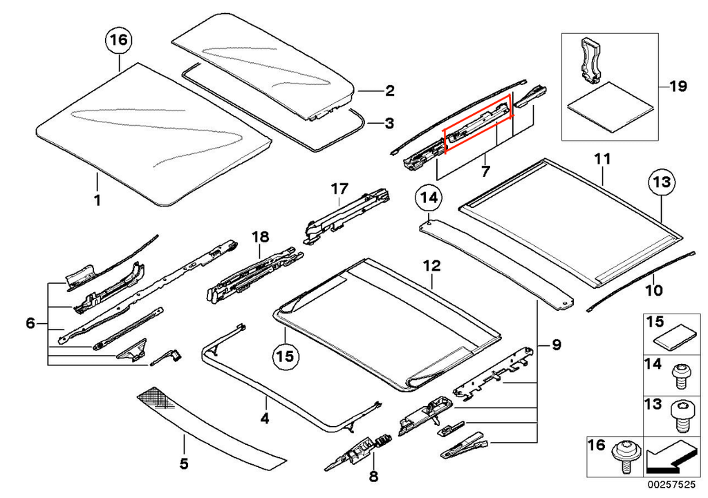 BMW E39 E53 E83 Sunroof Repair Kit Set of 2 Left or Right (54128202280) — view 4