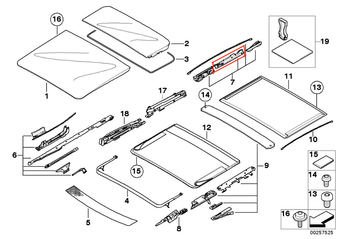 BMW E39 E53 E83 Sunroof Repair Kit Set of 2 Left or Right (54128202280) — view 4