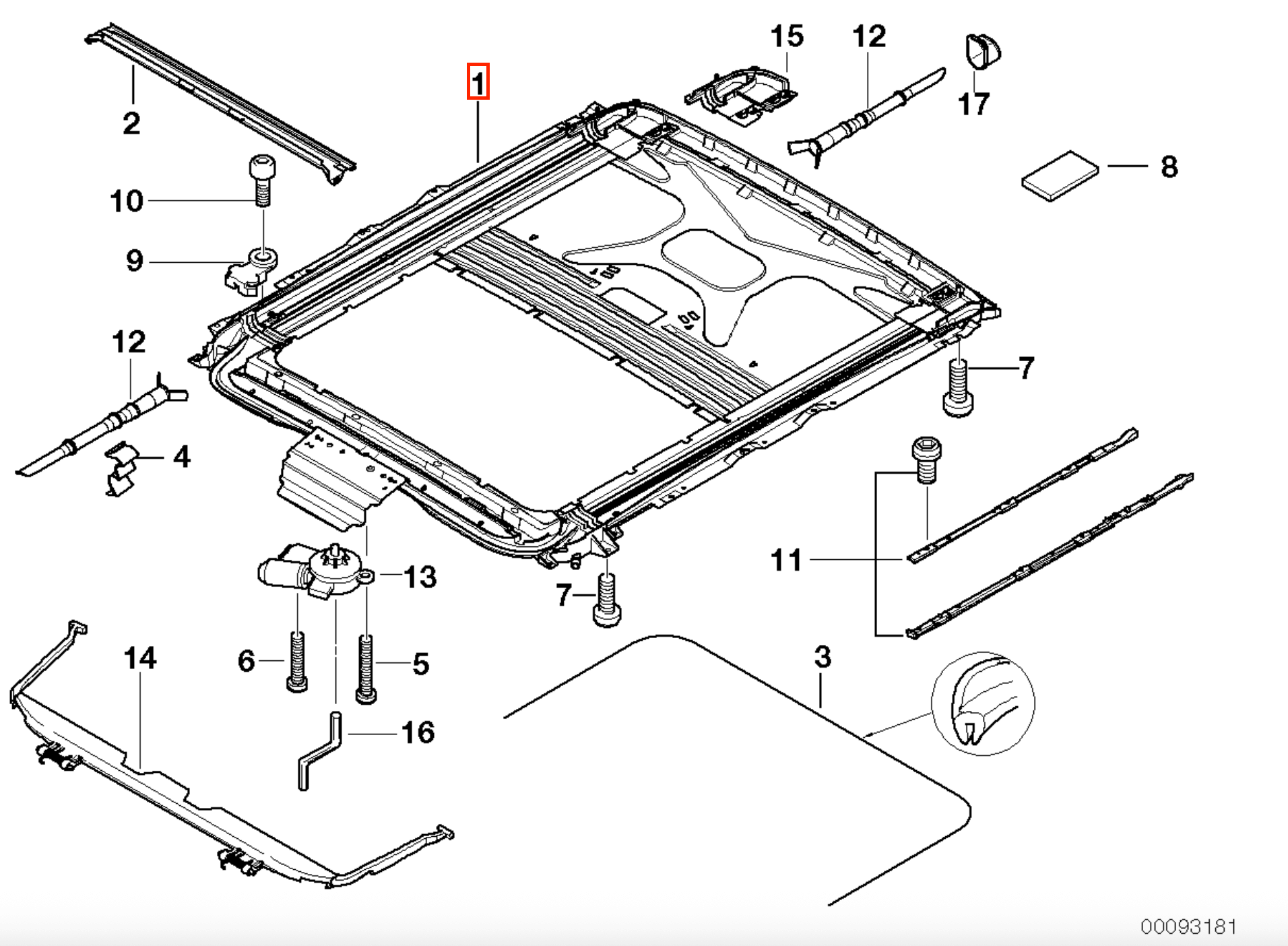 BMW E39 E53 Sunroof Repair Kit (54138408062) — view 5