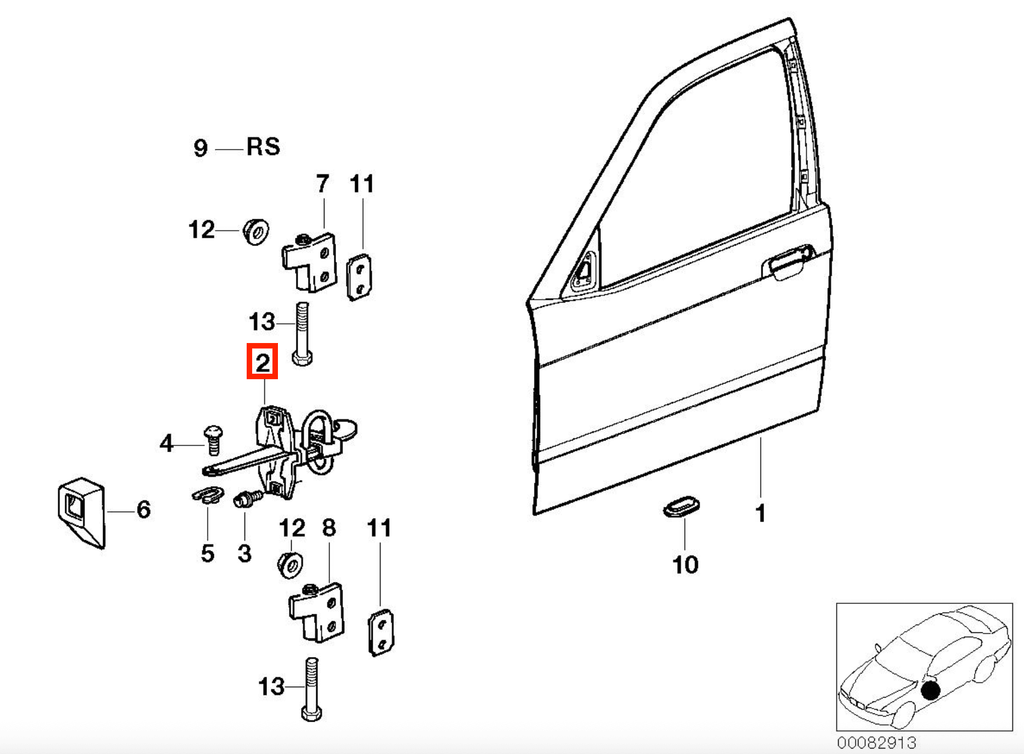 BMW E39 Front Door Stop Check Strap (51218165005) — view 3