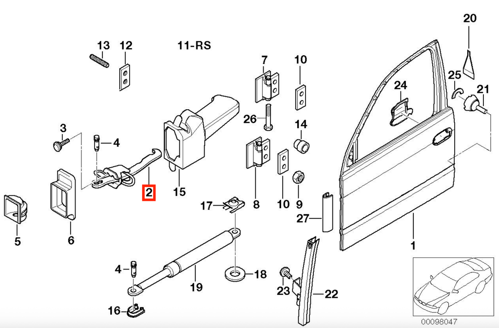 BMW E39 Front Door Stop Check Strap (51218193447) — view 3