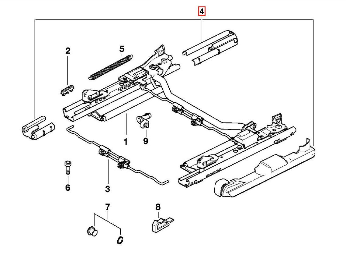 BMW E39 Front Seat Rear Rail Cover Left or Right All Colours (52108207206 / 52108207205) — view 4
