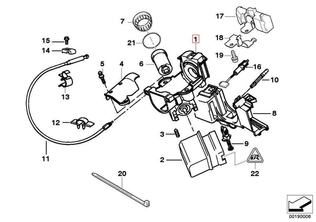 BMW E39 Ignition Lock Cylinder Shaft (32301093571) — view 5