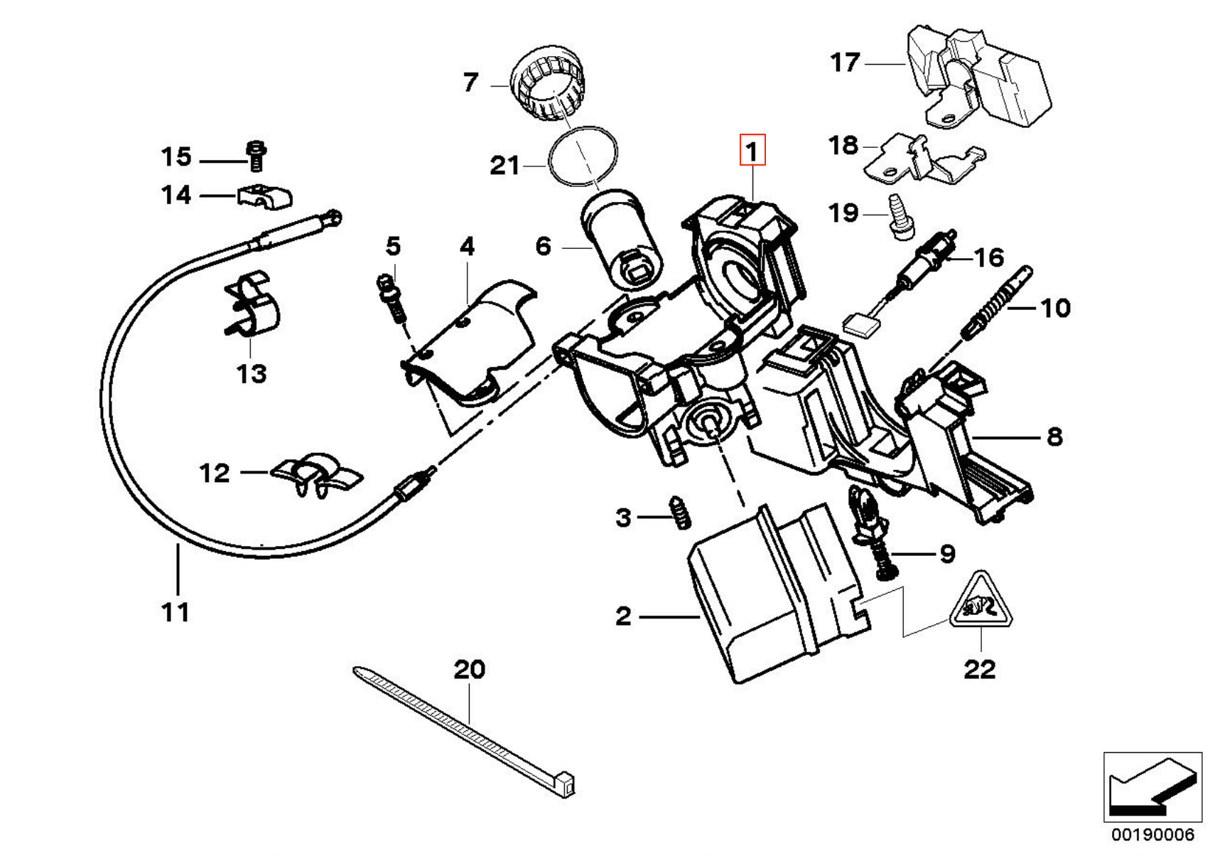 BMW E39 Ignition Lock Cylinder Shaft (32301093571) — view 5