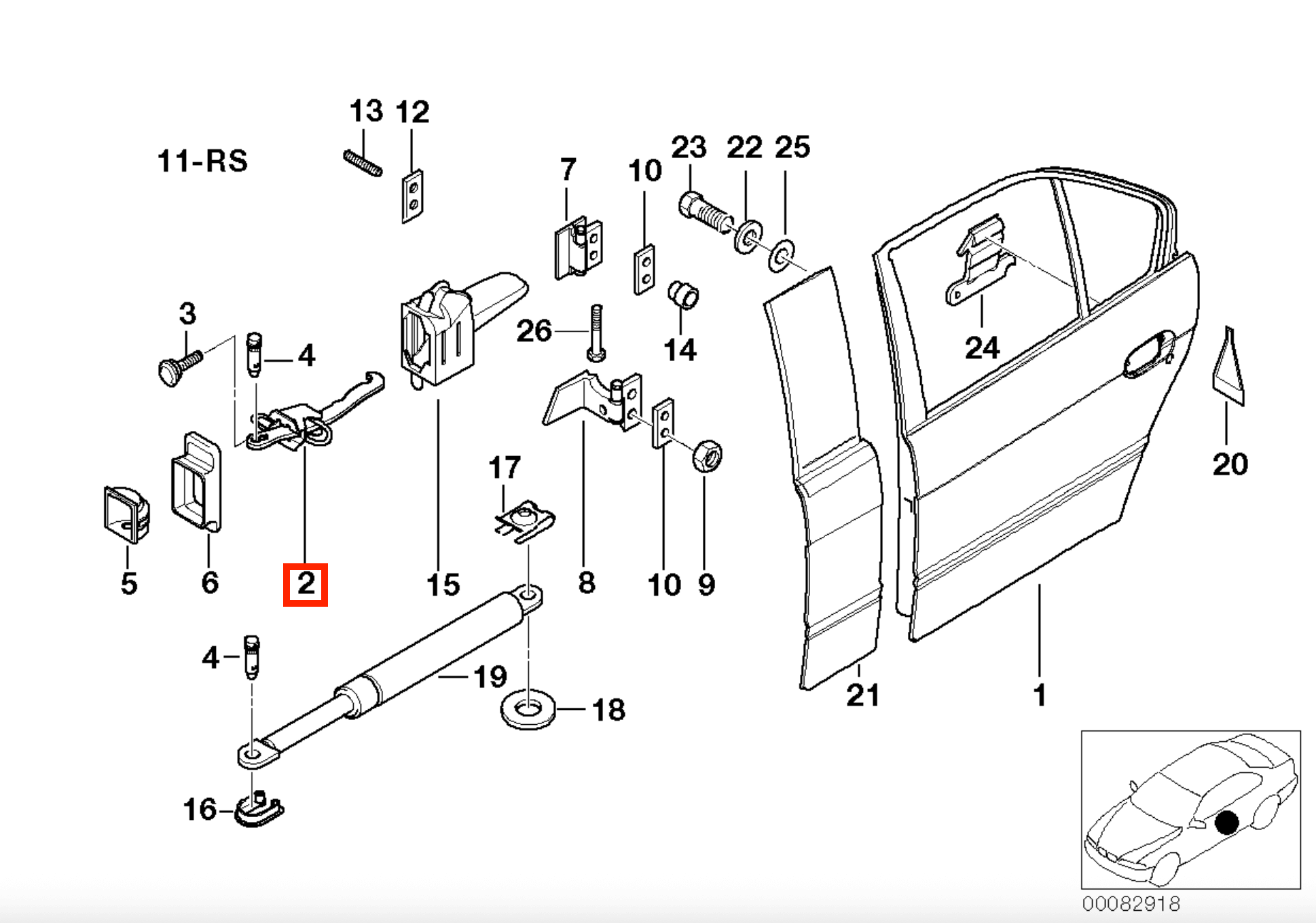 BMW E39 Rear Door Stop Check Strap (51228193448) — view 5