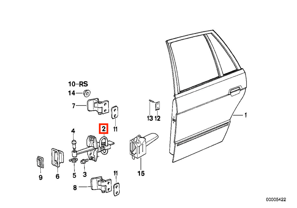 BMW E32 Rear Door Stop Check Strap (51228168090) — view 3