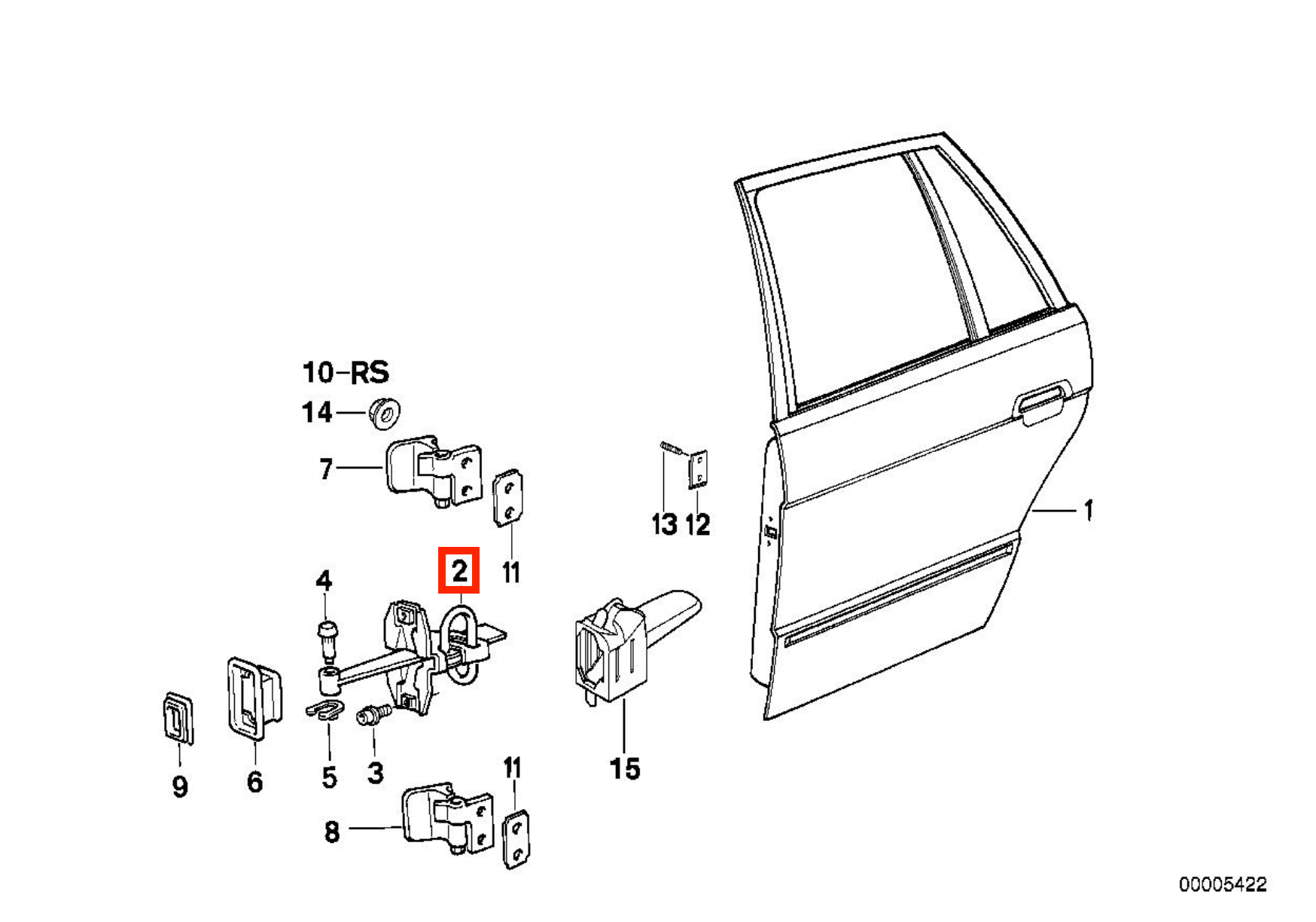 BMW E32 Rear Door Stop Check Strap (51228168090) — view 3