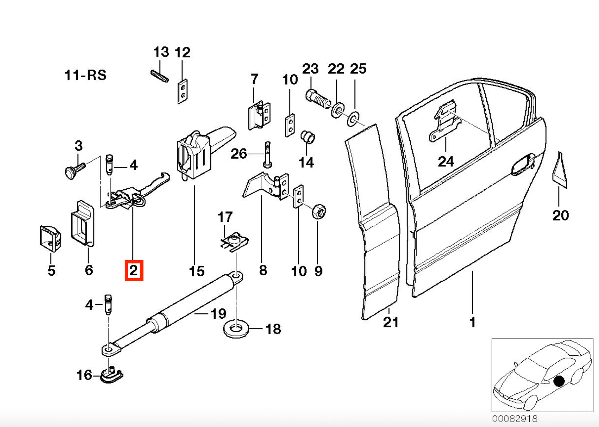 BMW E39 Rear Door Stop Check Strap (51228193448) — view 3