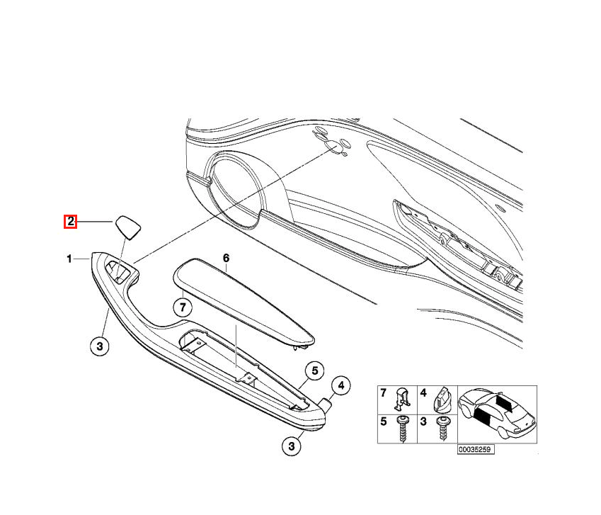 BMW E46 Coupe Door Panel Mirror Switch Blanking Cover All Colours (51418236120) — view 4