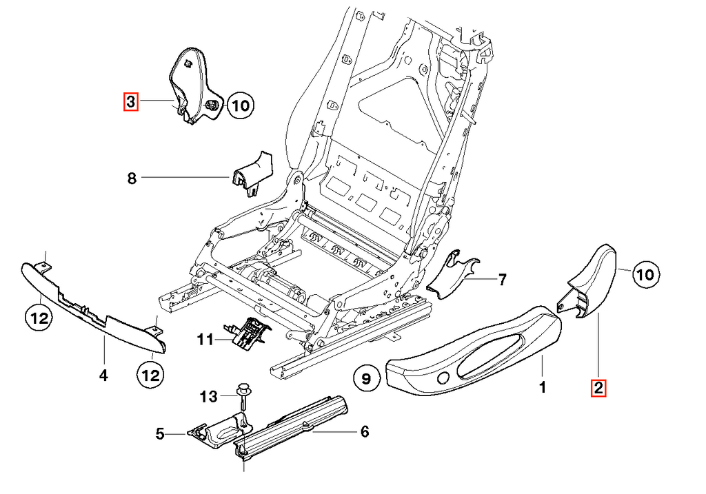BMW E46 E93 Rear Side Seat Cover Left or Right All Colours (52109116567 / 52109116568) — view 4