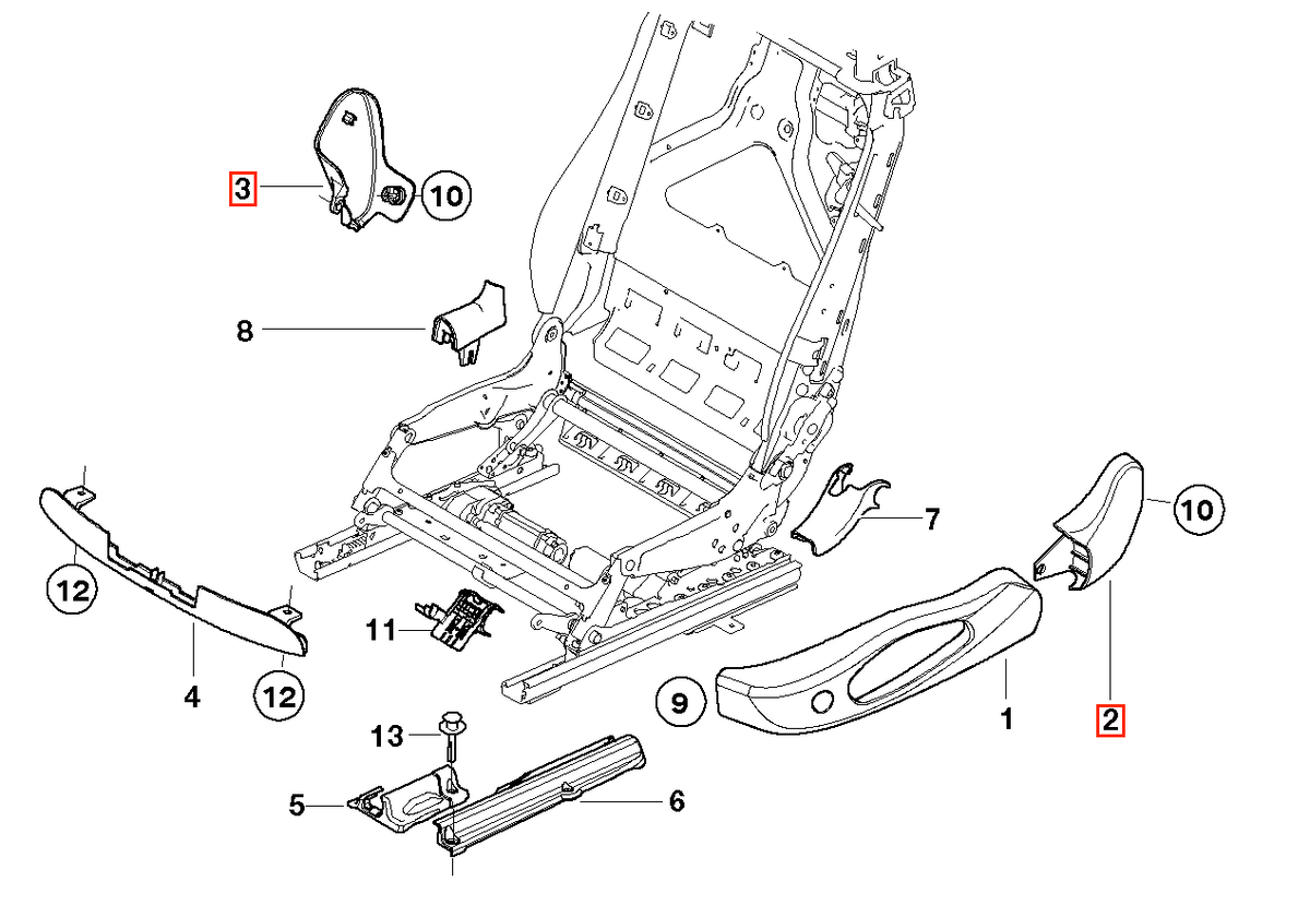 BMW E46 E93 Rear Side Seat Cover Left or Right All Colours (52109116567 / 52109116568) — view 4