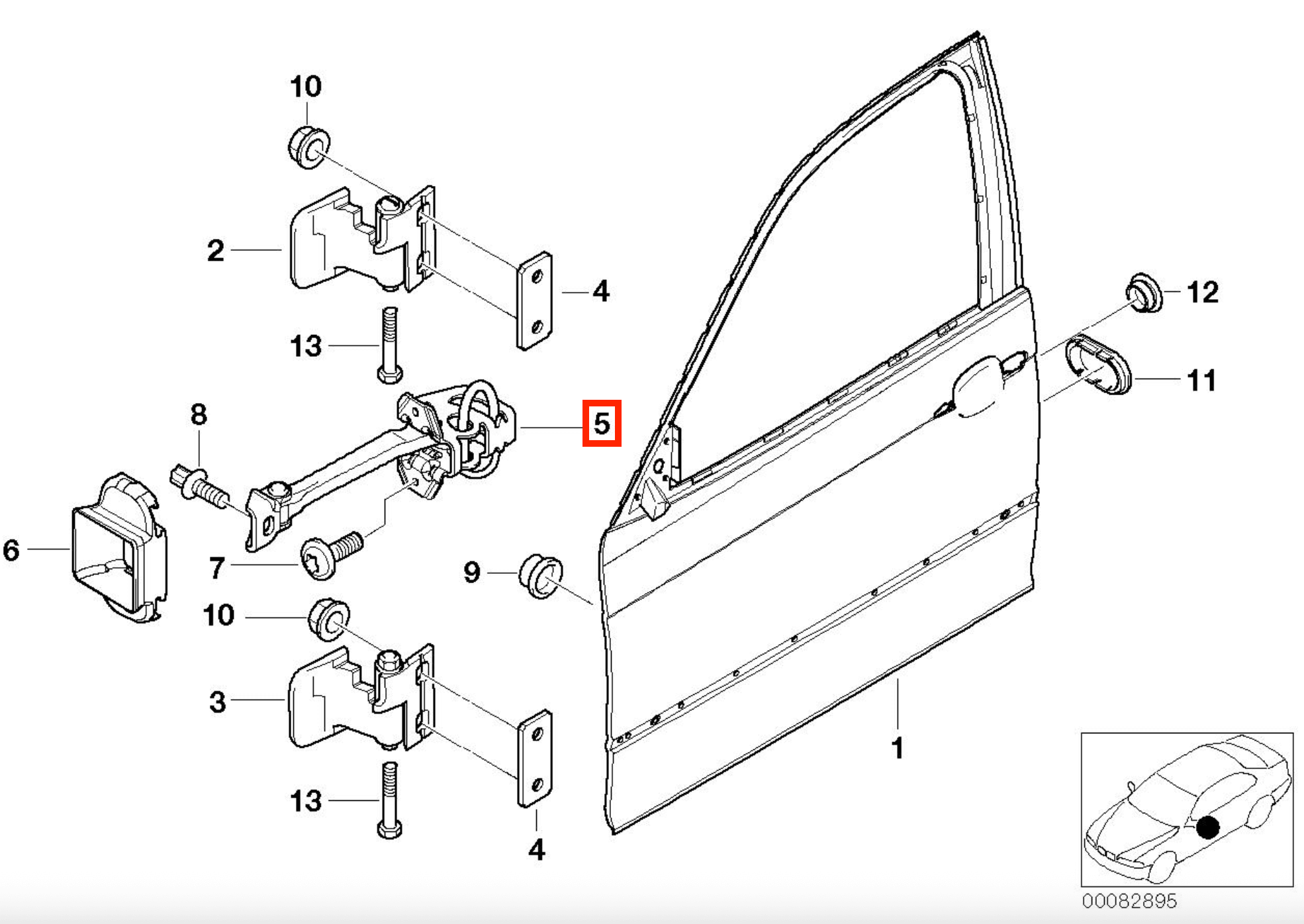 BMW E46 Front Door Stop Check Strap (51218160959) — view 3