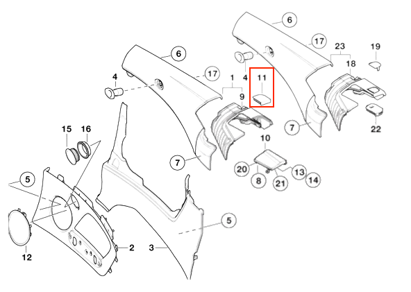 BMW E46 Rear Interior Trim Cover Right Or Left (51717022390/51717022389) — view 14