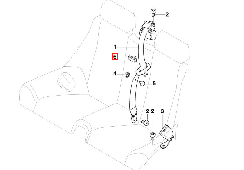 BMW E46 Rear Seat Belt Guide Black (52107009662) — view 4