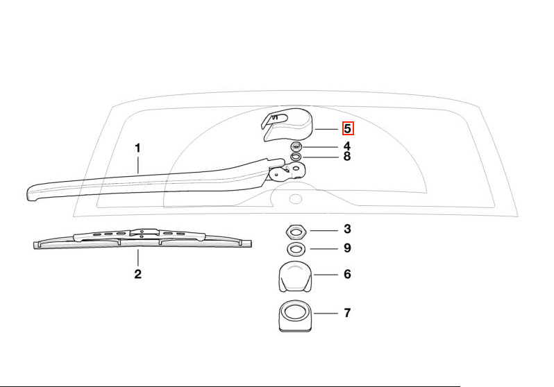 BMW E46 Touring Wiper Arm Cover Black (61628222510) — view 4