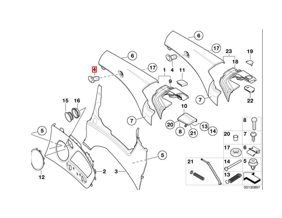 BMW E46 Wind Deflector Mount Left and Right All Colours (51717022381 / 51717022382) — view 4
