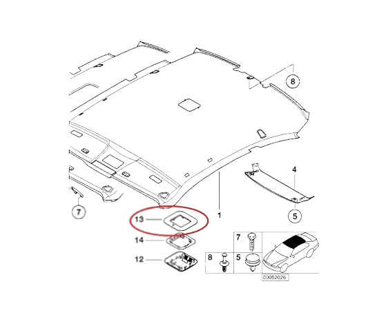 BMW E46 Z3 Mini R50 R53 Alarm Sensor Bracket White 51448243666 — view 3