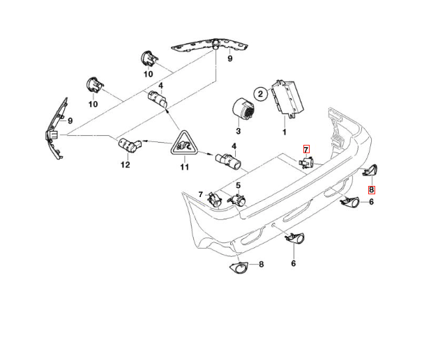 BMW E53 Parking Sensor Housing and Cover Left or Right Black (51128408391 & 51128268369 / 51128408392 & 51128268370) — view 4