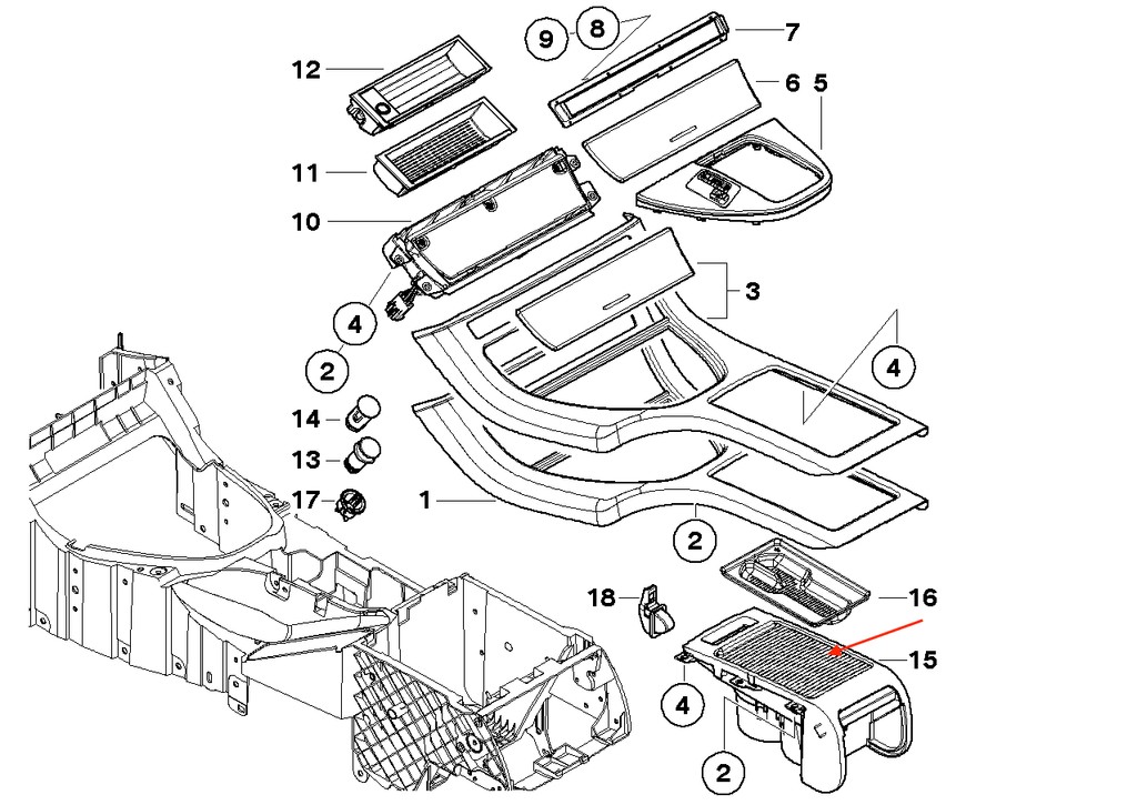 BMW E53 X5 Centre Console Cupholder Storage Cover Roller Lid Tray (51168402941) — view 4