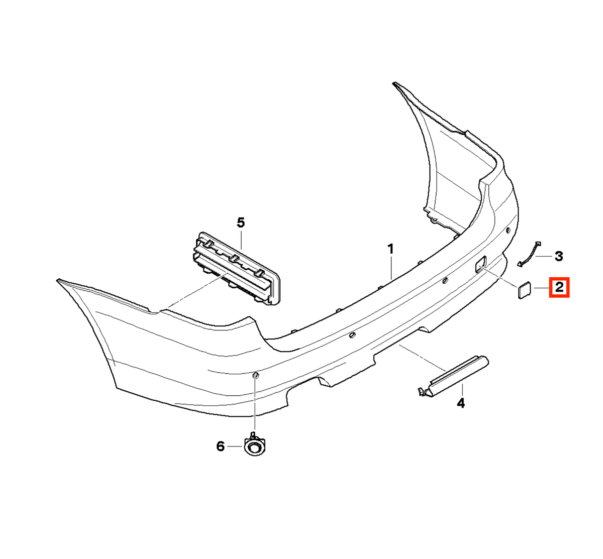 BMW E61 Rear Bumper Tow Hook Cover Cap Primed (51127060762) — view 4