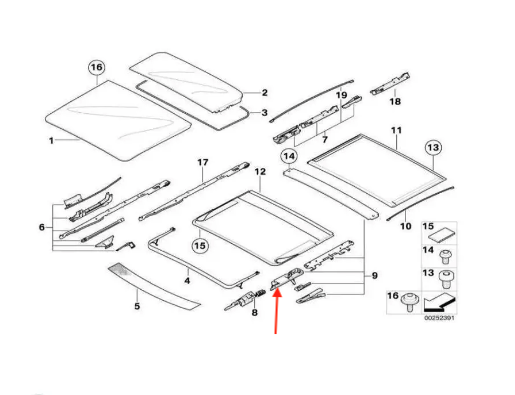 BMW E61 X3 X5 Sunroof Repair Kit Set of 2 (54107199478) — view 5
