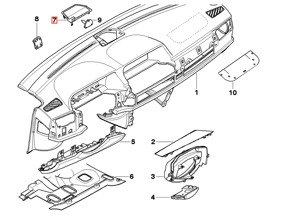 BMW E65 E66 Dashboard Centre Speaker Cover All Colours (826104207) — view 4