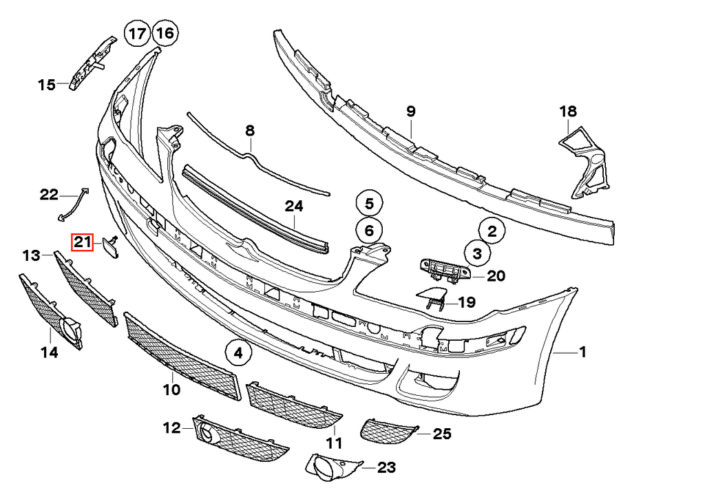 BMW E65 E66 Front Bumper Tow Hook Cover Primed (51118223210) — view 4