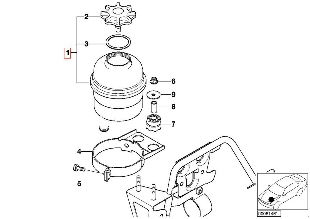 BMW E81 E30 E36 32 Power Steering Reservoir (32410141426 / 32411097164) — view 7