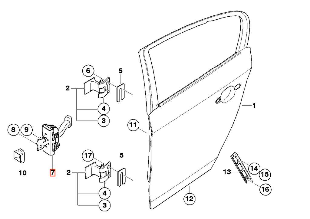 BMW E81 E82 E87 E88 Retainer Door Stop Repair Kit Set of 2 Black (7176810) — view 4