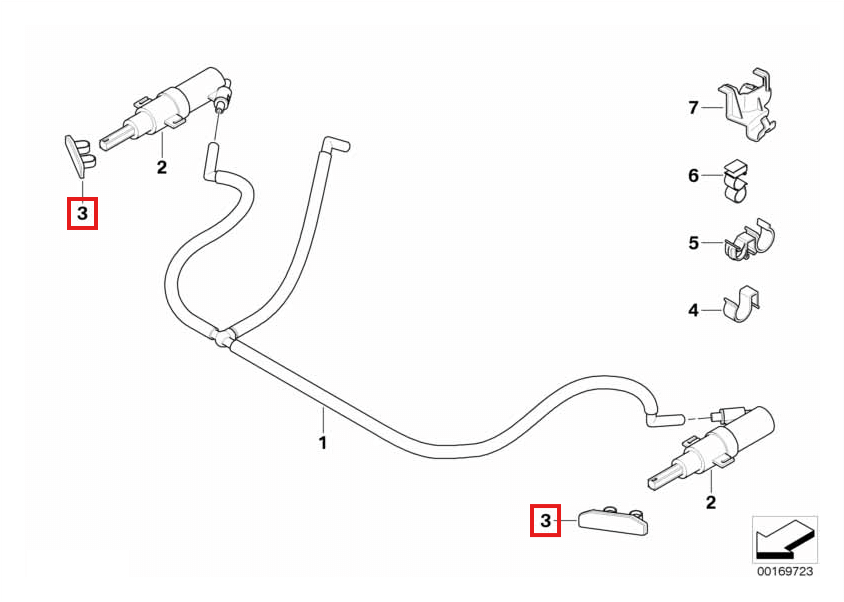 BMW E90 E91 Headlight Washer Spray Nozzle Cover Left or Right (7127546) — view 4