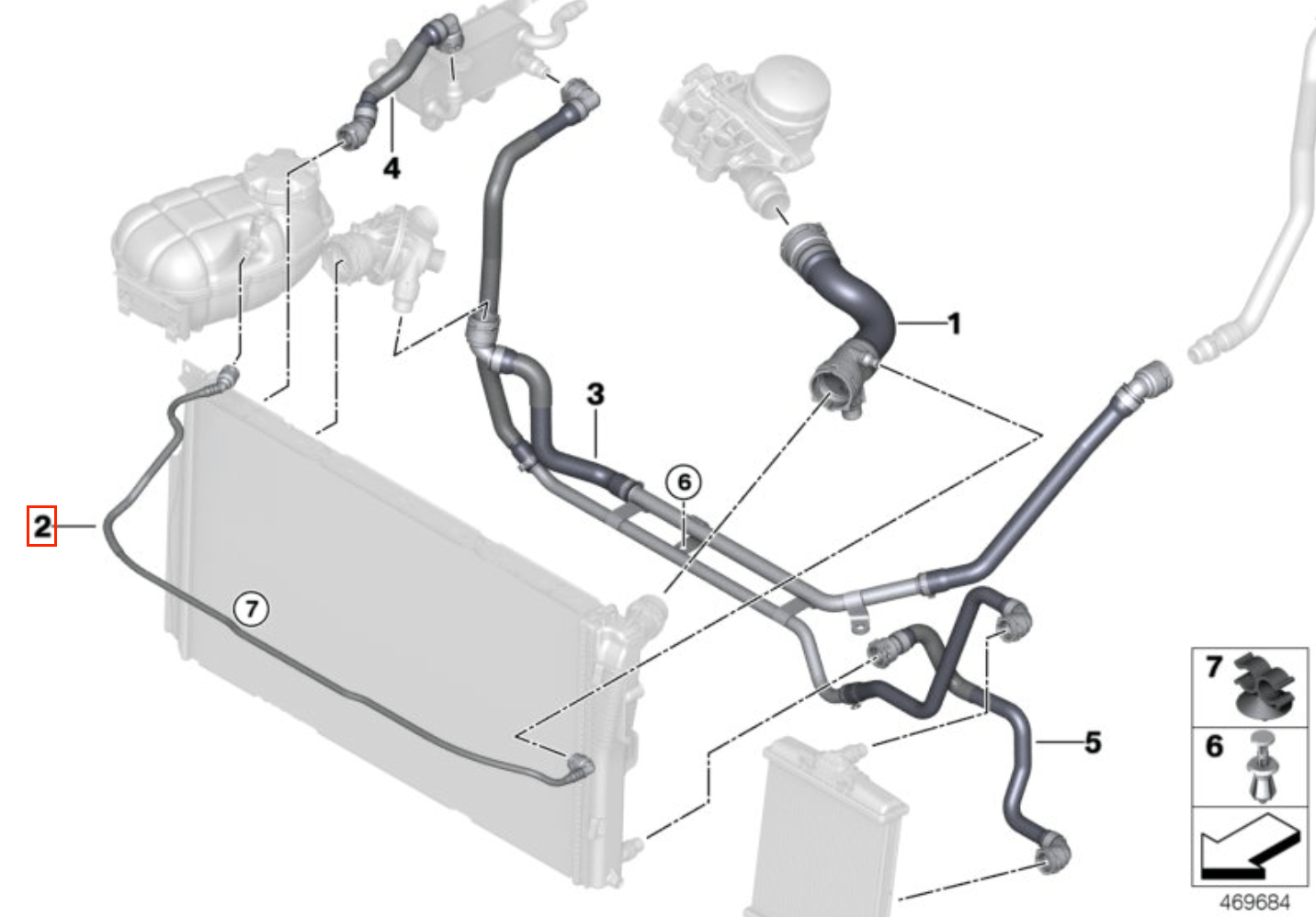 BMW F20 F21 F22 Radiator Coolant Hose Return Line (17128570061 / 17128507235) — view 7
