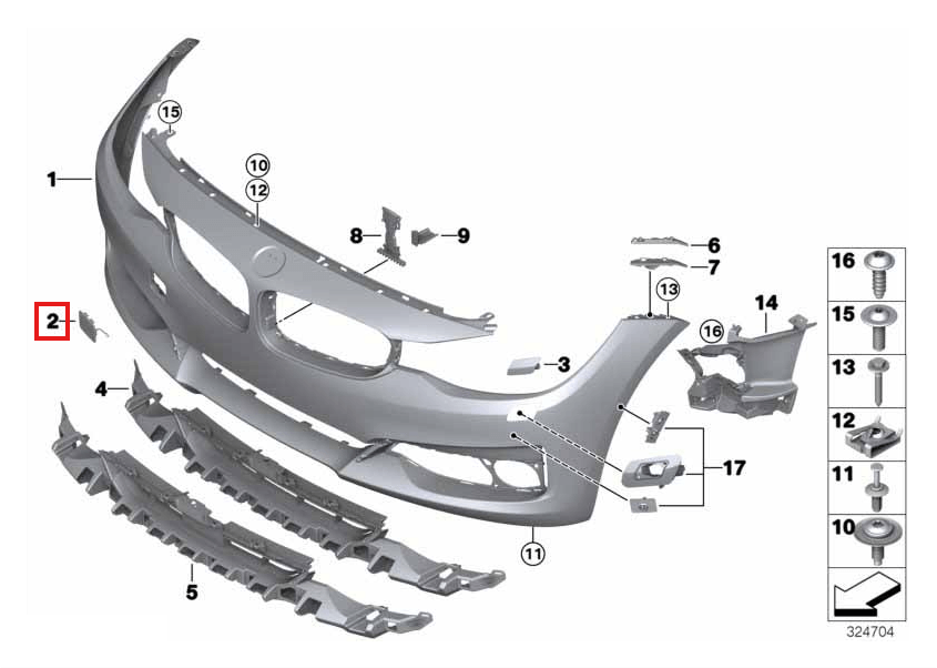 BMW F34 GT Front Bumper Tow Hook Cover Primed (51117293805 / 51117371845) — view 5