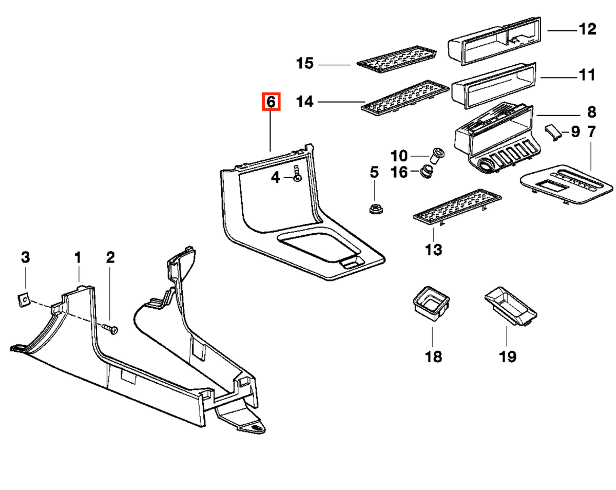 BMW M3 E36 Gloss Black Centre Console Frame LHD or RHD (51162261099) — view 3