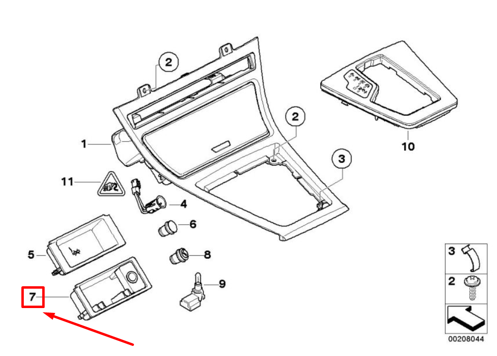 BMW X3 E83 Ashtray Storage Replacement Black 51163402636 — view 4