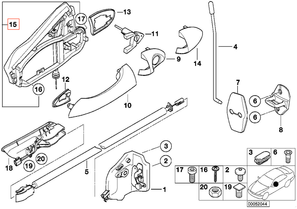 BMW E53 X5 Door Handle Carrier Front Left or Right (51218243615 / 51218243616) — view 6