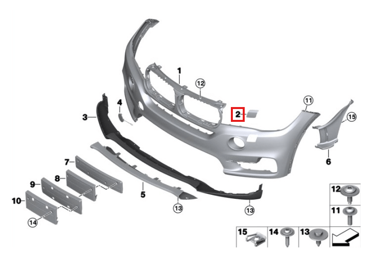 BMW F15 X5 Headlight Washer Cover Cap Primed Left or Right (51117378589 / 51117303090) — view 5